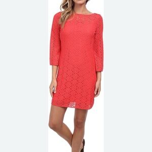 Lilly Pulitzer Coral Lace Shift Mini Dress